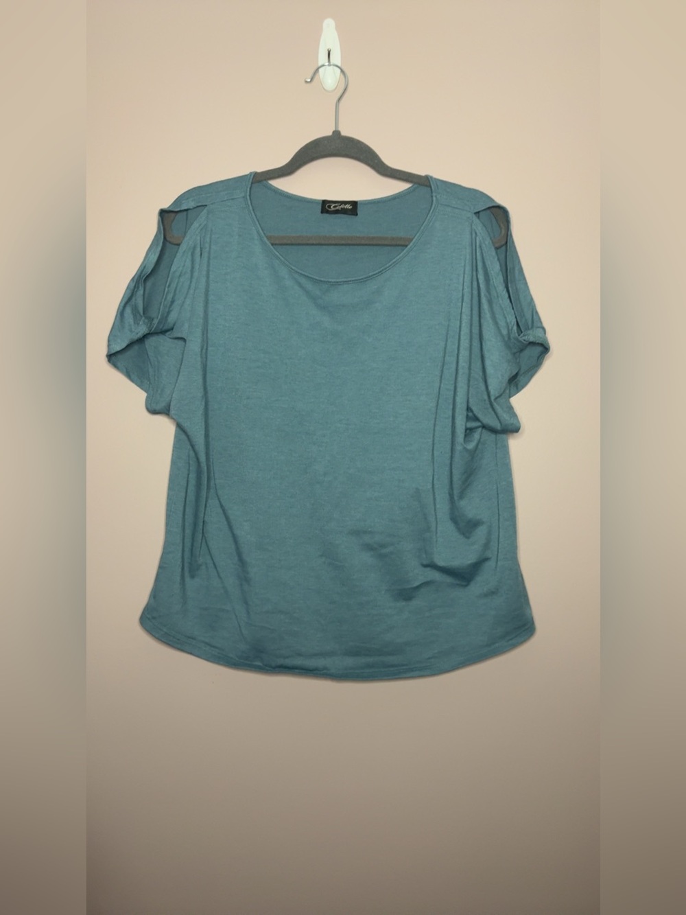 Colette Teal Cold-Shoulder Women's Top